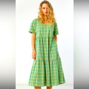 Yellow green plaid dress